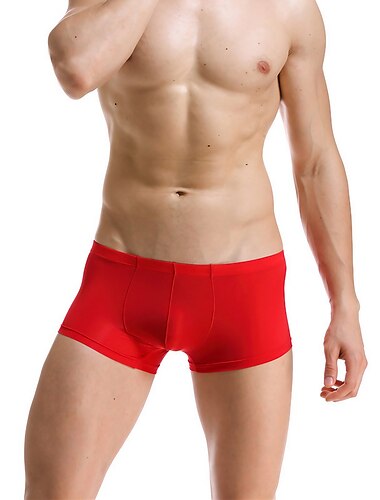  Herr 1-pack Underkläder Boxershorts Grundläggande Polyester Ren färg Låg Midja Ljusblå Svart