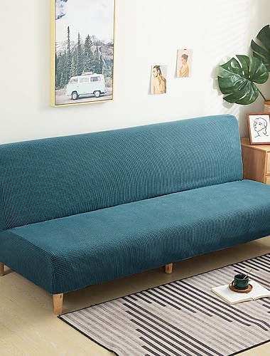  Estiramiento futón sofá cubierta verde funda elástica sofá blanco gris liso sofá sin brazos protector de muebles sólido suave duradero lavable