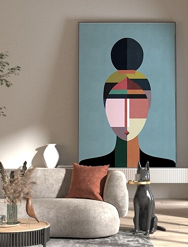  pittura a olio fatta a mano dipinta a mano arte della parete contemporanea figure astratte geometriche blocchi di colore decorazione della casa arredamento allungato telaio pronto da appendere