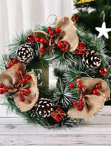  Weihnachtskranz für draußen für die Haustür, Winterkranz, Fensterdekoration, 30 cm, Türkränze für draußen und drinnen, Weihnachtsdekoration, Weihnachtsgeschenk