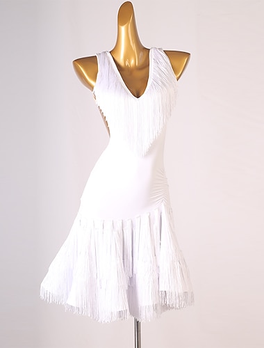  платье для латиноамериканских танцев сальса с бахромой и кисточками женское выступление без рукавов из спандекса