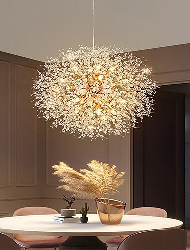  8/9/12 Köpfe LED Pendelleuchte Nordic Löwenzahn Kronleuchter Feuerwerk Kristalllampe künstlerisches Wohnzimmer Esszimmer Schlafzimmerlampe romantische Bekleidungsgeschäft Barlampe 15-22inch