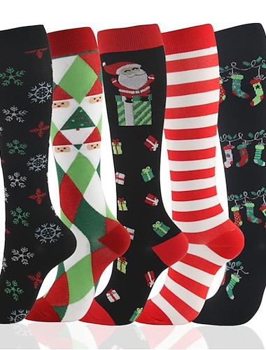  Hombre Mujer Calcetines Calcetines de Navidad / Calcetín de Navidad Calcetines divertidos Calcetines Innovadores Bicicleta de Pista Bicicleta de Montaña Bicicleta / Ciclismo Transpirable Suave Cómodo