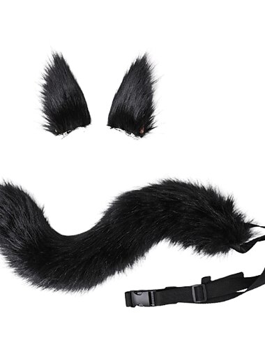  wilki dziewczyny anime cosplay zestaw kawaii lisy uszy spinki do włosów nakrycie głowy pluszowy ogon na karnawałową imprezę
