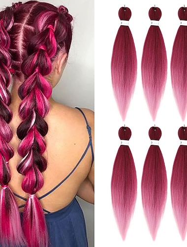  předem natažené barevné ombre copánky prodlužování vlasů 26" 6 balení syntetické háčkované copánky nastavení horkou vodou a snadné zaplétání 26" 6 balení