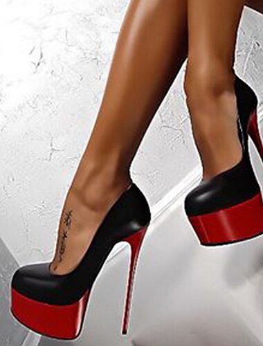  dámské lodičky lodičky valentýnky dárky jehlové boty na podpatku party a večer barevný blok jednobarevná platforma jehlový podpatek s kulatou špičkou sexy minimalismus pu povaleč černá / červená černé boty s červeným spodkem