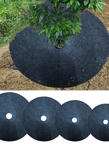  10 Stück Baumschutz Unkrautmatten Ökologische Kontrolle Tuch Mulchring Runde Unkrautbarriere Pflanzenabdeckung für Innengärten im Freien
