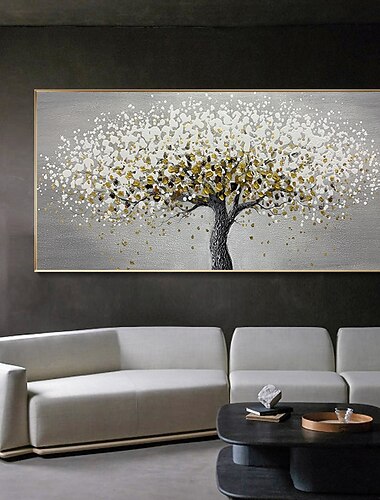  Manuell Handgemacht Hang-Ölgemälde Handgemalte Horizontales Panorama Abstrakt Blumenmuster / Botanisch Modern Realismus Ohne Innenrahmen (ohne Rahmen)