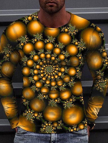  Per uomo Pop art Cerchio maglietta Magliette Manica lunga maglietta Stampa 3D Rotonda Camicia Di tendenza Originale Informale Informale Giornaliero Fine settimana Nero Giallo Rosso Primavera