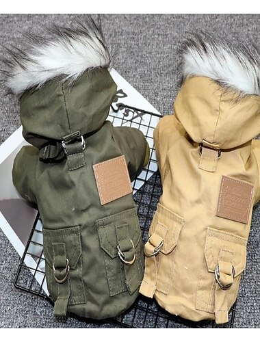  Cachorros Casacos Camisola com Capuz Jaqueta Clássico Para uso interno e externo Inverno Prova-de-Água Quente Respirável Macio Confortável Ao ar livre Casual / Diário Roupas para cães