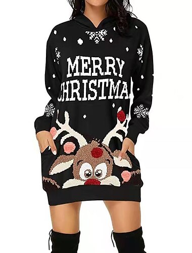  الرنة رودولف سترة عيد الميلاد فستان عيد الميلاد Pullover هودي مضحك لعيد الميلاد طباعة ثلاثية الأبعاد نسائي كريسماس عيد الميلاد مهرجان حفلة تنكرية عيد الميلاد خاص للبالغين