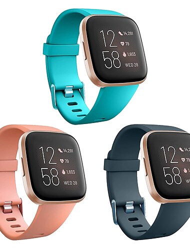  3 Stücke Uhrenarmband für Fitbit Versa 2 / Versa Lite / Versa SE / Versa Silikon Ersatz Gurt Weich Atmungsaktiv Sportarmband Armband