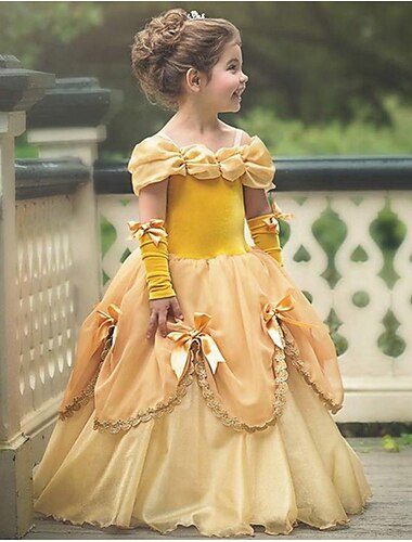  וינטאג' שמלות תחפושת למסיבה נסיכות יְפֵהפִיָה בנות צבע אחיד בגדי ריקוד ילדים שמלה
