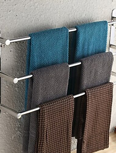  handdoekhouders rvs 3-laags badhanddoekstang wandmontage spiegel gepolijst zilverkleurig 60/70cm