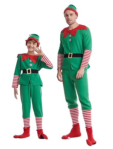  Mikulás Manó Ruhák Felszerelések Nyaralási ruha Elf jelmez Férfi Fiú Karácsony Jelmezes buli Cosplay jelmez Felnőttek Karácsony Farsang Álarcos mulatság Karácsony Vakáció Parti Felső Nadrágok Öv