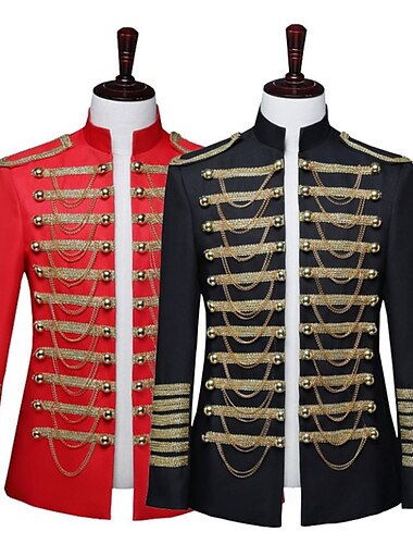  Elegant Classical Retro Vintage Victorian Renaissance Party Costume Masquerade Suits & Blazers Outerwear Prince Uniforms Cosplay Gentleman Men's Slim Fit Ball Gown Halloween Wedding Masquerade