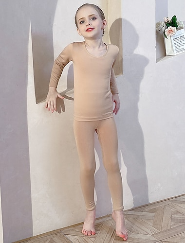  Tanzkleidung für Kinder Ballett Sportkleidung oben Einfarbig Mädchen Ausbildung Leistung Langarm Hoch Baumwollmischung