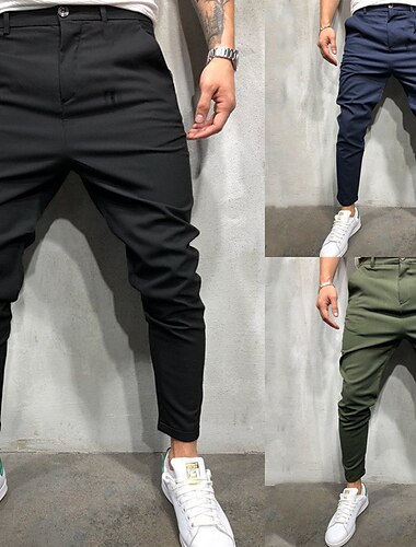  Herr Harem Långbyxor Joggarbyxor Opressade byxor Slät Andningsfunktion Lättvikt Fullängd Ledigt Dagligen Bomull Hiphop Smart Casual ArmyGreen Svart Microelastisk
