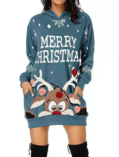  الرنة رودولف سترة عيد الميلاد فستان عيد الميلاد Pullover هودي مضحك لعيد الميلاد نسائي عيد الميلاد خاص طباعة ثلاثية الأبعاد نموذج للبالغين كريسماس عيد الميلاد مهرجان حفلة تنكرية