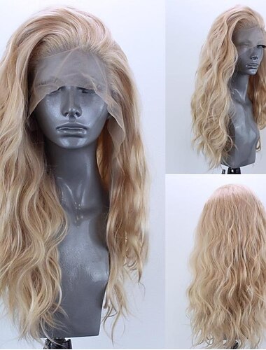  Curly Synthetic Lace Front Wig for Women Glueless Heat Resistant Fiber Gloden Blonde Lace Wig for Black Women