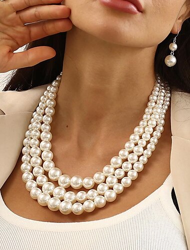  Women's necklace Chic & Modern Party Pure Color Jewelry Sets / Imitation Pearl / White / Red / Purple / Fall