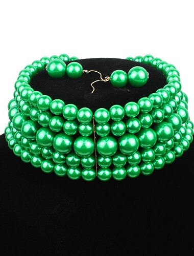  Perlen Choker Halskette Ohrringe 2 Stück Flapper Accessoires Vintage 1920er Roaring 20s Art Deco für Frauen