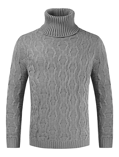  Voor heren Coltrui Trui Herfst trui Kabel Haakwerk breien Normaal Gebreid Effen Coltrui Modern eigentijds Werk Alledaagse kleding Kleding Winter Wit Geel S M L