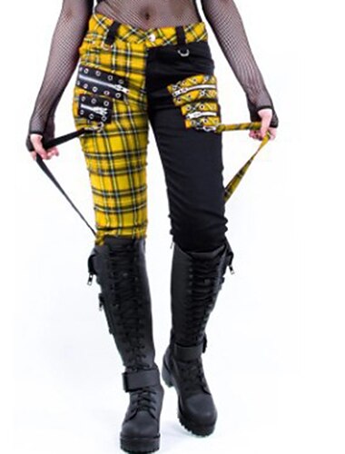  Gotisch Punk & Gothic Steampunk Lange Länge Hose Maskerade Pestdoktor Übergrössen Kariert Normal Damen Halloween Karneval Maskerade Halloween Abschlussball Alltagskleidung Teenager Erwachsene Hose