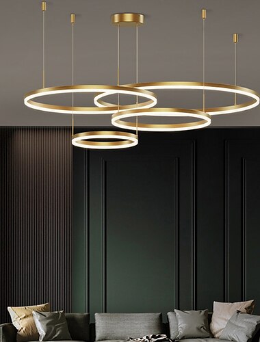  60 cm diseño de círculo diseño de línea formas geométricas colgante ligero metal en capas artístico moderno estilo simple acabados pintados artístico led 110-240 v