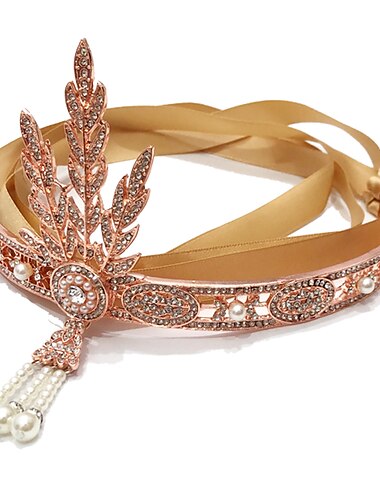  Anhänger Goldene Zwanziger 1920er Flapper-Stirnband Kopfschmuck Der große Gatsby Charleston Hochzeitsgast Quastenfransen Blatt Art Déco Damen Weihnachten Neujahr Valentinstag Party Abschlussball