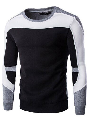  Voor heren Trui met capuchon Sweatshirt Zwart Wit Marineblauw Grijs Strakke ronde hals Capuchon Kleurenblok graffiti Afdrukken Uitgaan Streetwear Stedelijk Katoen Streetwear Casual Hiphop Lente Winter