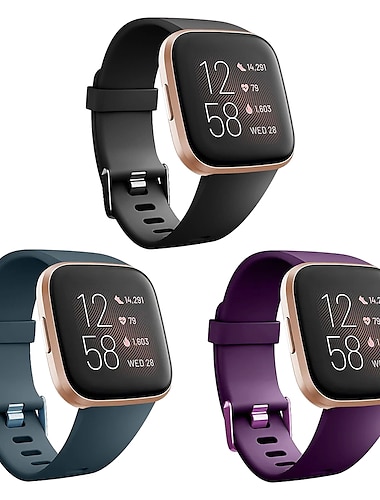  3 stuks Horlogeband voor Fitbit Versa 2 / Versa Lite / Versa SE / Versa Siliconen Vervanging Band Zacht Ademend Sportband Polsbandje