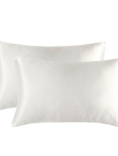  set van 2 stuks zijden satijnen kussensloop voor haar- en huidslip, kussenslopen voor standaard/queen/king size - satijnen verkoelende kussenslopen met envelopsluiting pak
