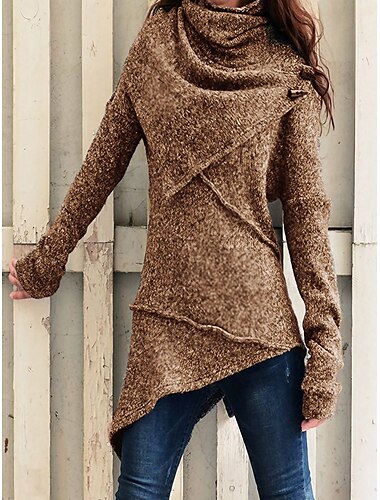  Damen Sweatshirt Pullover Mode einfarbig Street Casual Rollkragen Stehkragen Langarm Schwarz Wein Blau Khaki Grau Herbst&amp; Winter