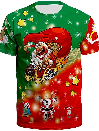 Jul julenissen T-skjorte Stygg juleskjorte 3D-utskrift Graphic Morsom Til Par Herre Dame Voksne 3D-utskrift