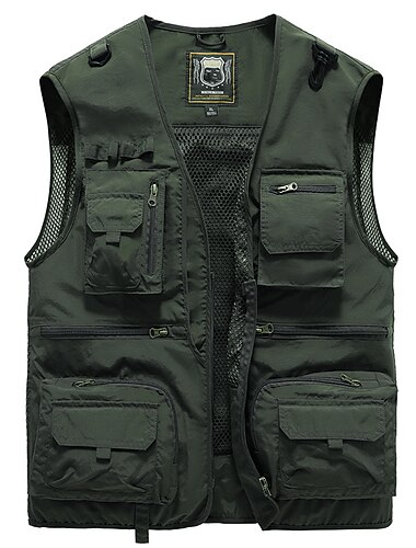  בגדי ריקוד גברים Gilet אפוד דייגים וסט לטיולי הליכה בָּחוּץ רחוב דיג מירוץ ספורטיבי יום יומי קיץ סתיו כיס מיקוד מלא פוליאסטר נושם צבע אחיד רוכסן צווארון V רגיל שחור ירוק צבא אודם כחול נייבי אֵפוֹד
