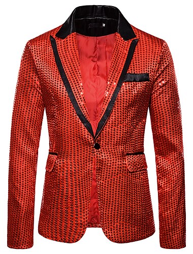  Discoteca Anos 80 Ternos / Conjuntos e Blazeres Lapel Collar Blazer Lapela de pico Discoteca Paetês Normal Homens Dia Das Bruxas Baile de Máscaras Festa Bandagem Parada do Orgulho Adulto Casaco