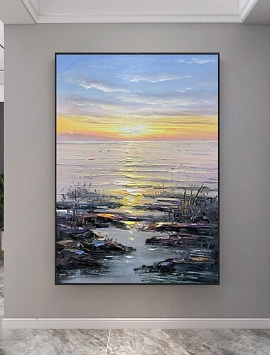  Útmutató Kézzel készített Hang festett olajfestmény Kézzel festett Függőleges panoráma Absztrakt Tájkép Modern Realizmus Anélkül, belső keret