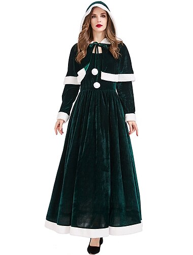  Kerstman Mrs.Claus Fancy Kerst Jurk Kerstmanpakken Dames Kerstmis Cosplay Kostuum Volwassenen Kerstmis Maskerade kerstavond Kerstmis Feest Kleding Cape
