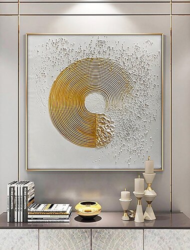  Oil Painting Handmade Hand Painted Wall Art Abstract  Art Golden Circle  Home Decoration Decor Stretched Frame Ready to Hang