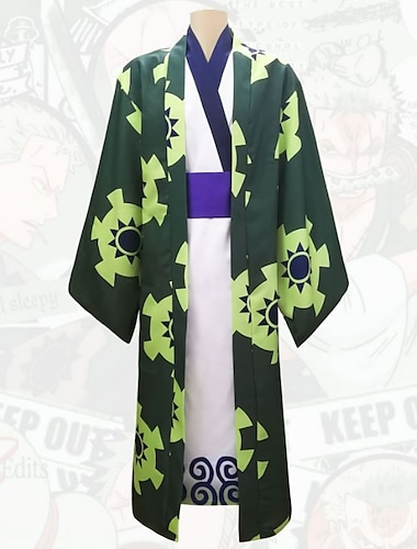  One Piece Roronoa Zoro Animé Kappa Cosplay-kostym Kläder Cosplay-kostymer Kappa Trikot / Onesie Midjeskärp Till Herr Vuxna