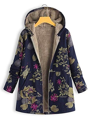 Damen Winterjacke Fleecejacke Sherpa-Jacke Teddy-Mantel Täglich Ausgehen Herbst Winter Standard Mantel V Ausschnitt Lockere Passform warm halten Retro Brautkleider schlicht Jacken Langarm Bäume