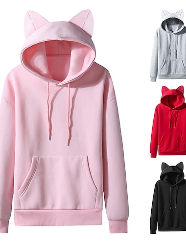 Cosplay Conejo Sudadera Vuelta al cole Oreja de gato Harajuku Kawaii Para Mujer Adulto Vuelta al cole Estampado en caliente