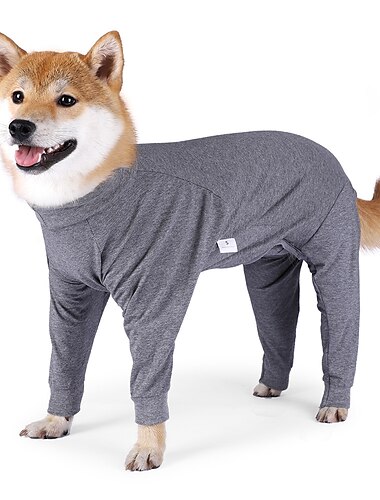  kleding voor huisdieren, gestreepte hondenpyjama elastische hondenrompertjes lichtgewicht jumpsuit met 4 poten fysiologische hondenkleding voor middelgrote grote honden (3xl-grijs)
