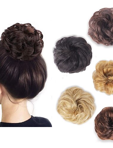  wodemate 100% chignon de cheveux humains 1 pcs malpropre chignon extension de morceau de cheveux bouclés chignon naturel morceaux de cheveux pour femmes/enfants