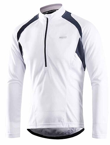  Arsuxeo Herren Langarm Fahrradtrikot Downhill Jersey Sommer Polyester Grün Weiß Dunkelgrau Volltonfarbe Fahhrad Trikot / Radtrikot Bergradfahren Straßenradfahren Atmungsaktiv Rasche Trocknung