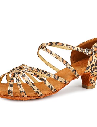  Meisjes satijnen latin dansschoenen met lage hak en kruisbandontwerp - perfect voor ballroom- en salsadansen