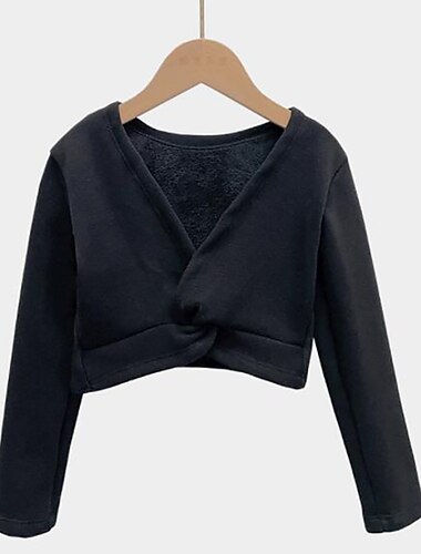  Tenues de Danse pour Enfants Ballet Tenues de Sport Haut Couleur Unie Fille Entraînement Utilisation Manches Longues Taille haute Mélange de Coton