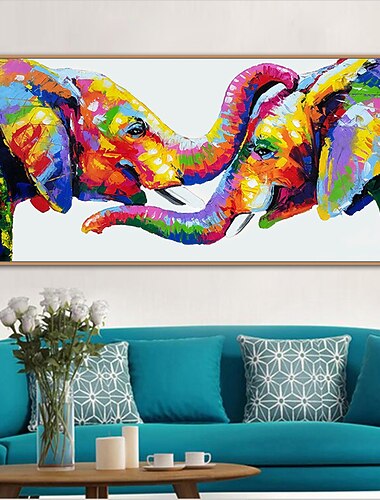  Obraz olejny ręcznie ręcznie malowane wall art mintura nowoczesne abstrakcyjne słoń zwierzęta obraz do dekoracji domu wystrój walcowane płótno bez ramki nierozciągnięte!