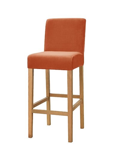  Stretch-Barhockerbezug aus Samt in Burgunderrot, Stuhlhusse für Thekenstühle in Thekenhöhe für das Esszimmer/Café, rutschfest, mit elastischer Unterseite, dicker, weicher Stil